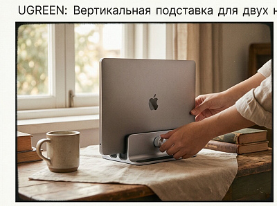 Вертикальная подставка для ноутбука UGREEN два слота LP258 (60643) 