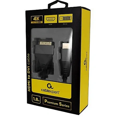 Кабель HDMI-DVI Cablexpert CC-HDMI-DVI-4K-6, 4K, 19M/19M, 1.8м (CC-HDMI-DVI-4K-6)