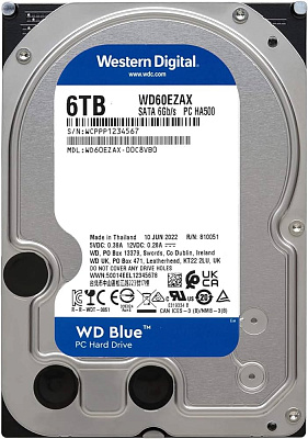  Жесткий диск HDD 6Tb Western Digital Blue SATA 6Gb/s (WD60EZAX)