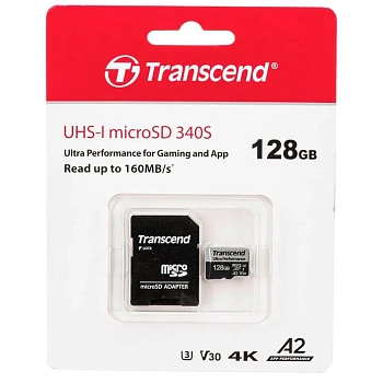 Карта памяти MicroSD 128GB Class 10 U3 Transcend TS128GUSD340S (TS128GUSD340S)