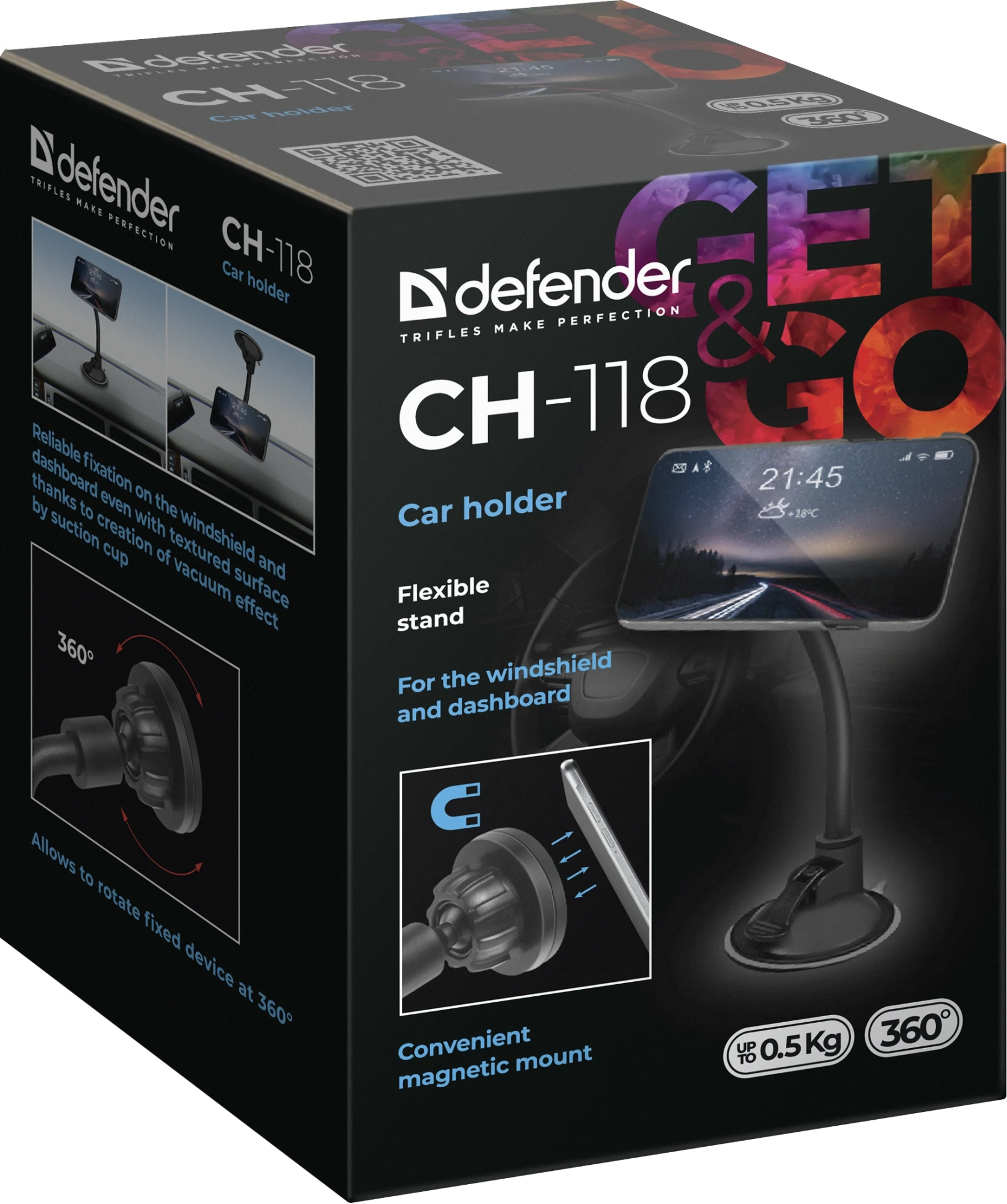 Держатель автомобильный Defender CH-118 черный (29118)