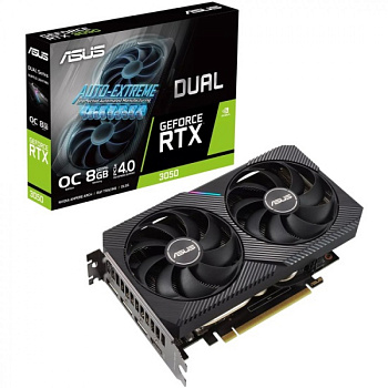 Видеокарта GeForce RTX3050, ASUS RTX 3050 Dual OC, 1852MHz/14000MHz 128bit 8GB  (DUAL-RTX3050-O8G LHR)