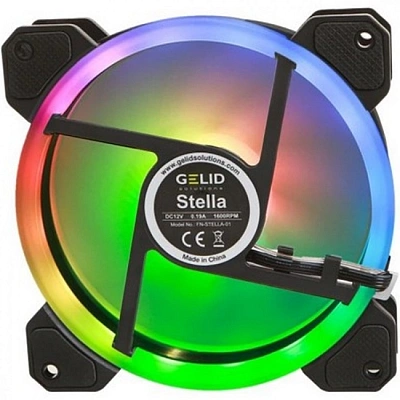 Кулер для корпуса GELID STELLA ARGB, FN-Stella-01, 12cm, 500-1600rpm, 4Pin, Double Ball Bearing (FN-Stella-01)