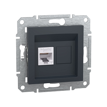 Розетка компьютерная SE EPH4700171 Asfora RJ45 кат. 6 механизм антрацит (EPH4700171)
