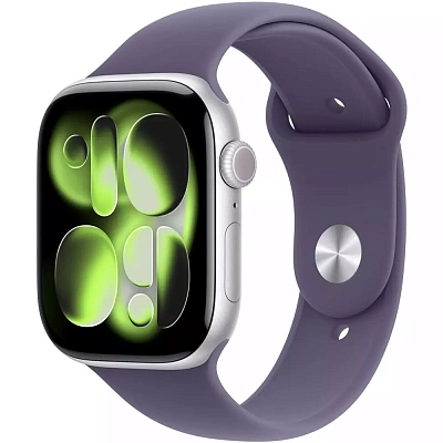 Смарт часы Apple Watch Series 11 GPS 46mm Silver Aluminium Case with Purple Fog Sport Band - S/M (MEV94RK/A)