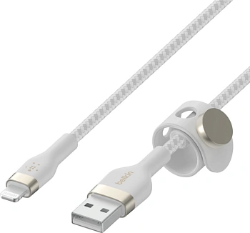 Кабель Belkin USB-A to LTG Braided Silicone 3м White (CAA010BT3MWH)