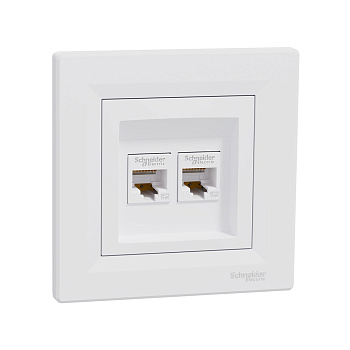 Розетка двойная компьютерная SE EPH4400121 Asfora RJ45 в сборе белый (EPH4400121)