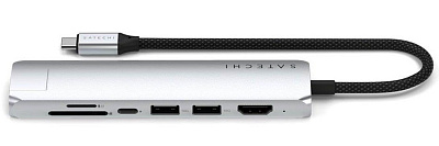 Картридер / USB-хаб Satechi 7-in-1 USB-C Slim Multiport Adapter with Ethernet - Silver (ST-P7SS)