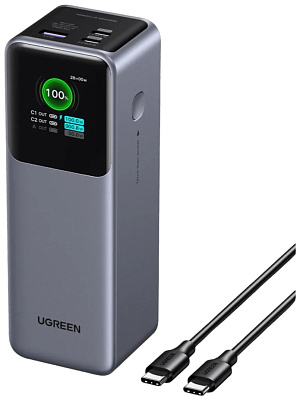 Мобильный аккумулятор UGREEN Power Bank, 25000mAh, DigitalDisplay, 200W, PB728 (75702B) 
