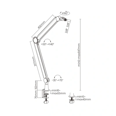 Микрофонная стойка Brateck MDS13-1, Black (MDS13-1)