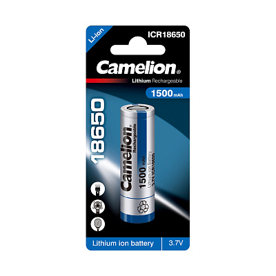Аккумулятор CAMELION Lithium ICR18650-1500 1500 mAh 1 шт. в блистере (ICR18650-1500)
