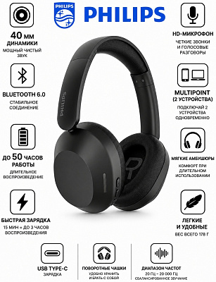 Наушники Philips TAH1020, Black (TAH1020-BK)