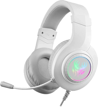 Игровая гарнитура Defender Ghost LED белый, LED, провод 1.8м (64605)