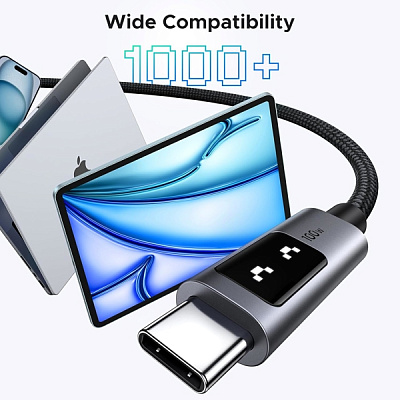 Кабель USB C - USB C, 100W, 0.5m, Smart DigitalDisplay, L509 (45612)
