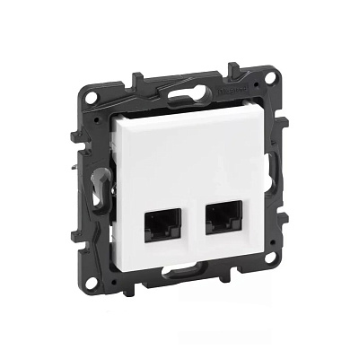 Информационная розетка двойная Niloe Step 2хRJ45 Кат.6 UTP Белый new (863164B)