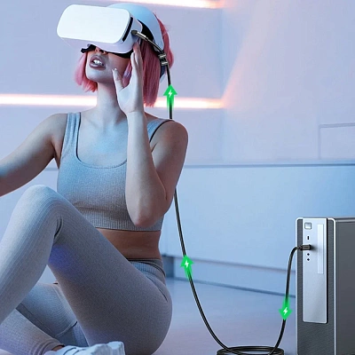 Кабель USB C - USB C, 3.2 Gen1, 90°, 5Gbps, 5m, для VR очков US551 (90629)