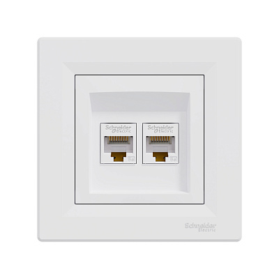 Розетка двойная компьютерная SE EPH4400121 Asfora RJ45 в сборе белый (EPH4400121)