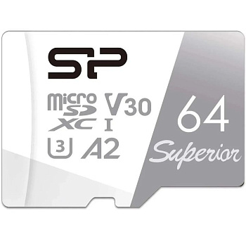 Карта памяти microSDXC  64GB, Silicon Power, Class 10 + adapter (SP064GBSTXDA2V20SP)