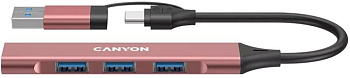 USB-хаб Canyon OnHub 02 4in1 USB-A/C Pink (CNS-TDS02P)