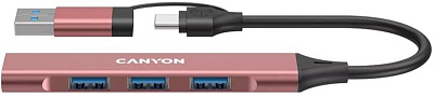 USB-хаб Canyon OnHub 02 4in1 USB-A/C Pink (CNS-TDS02P)