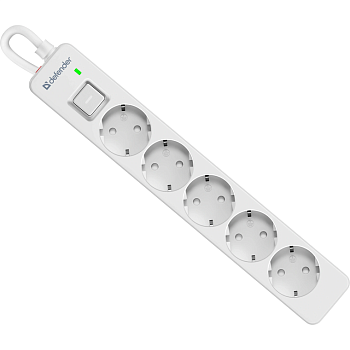 Сетевой фильтр Defender DFS 135 - 5,0 М, 5 розеток, белый (99432) Сетевой фильтр Defender DFS 135 - 5,0 М, 5 розеток, белый (99432)