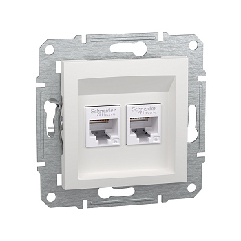 Розетка двойная компьютерная SE EPH4870121 Asfora RJ45 кат. 6 механизм белый (EPH4870121)