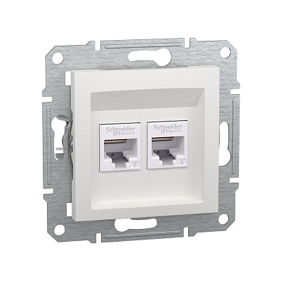 Розетка двойная компьютерная SE EPH4870121 Asfora RJ45 кат. 6 механизм белый (EPH4870121)
