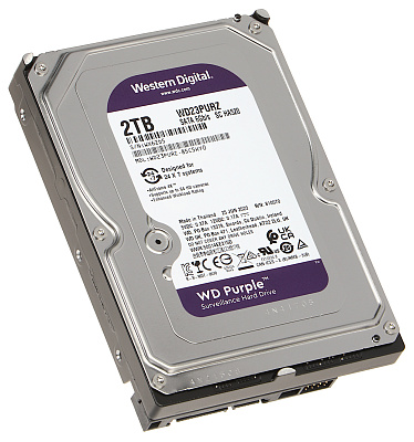 Жесткий диск для видеонаблюдения HDD Western Digital Purple Surveillance 2Tb (WD23PURZ)