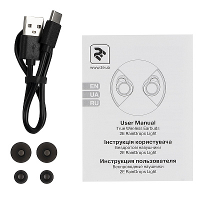 Bluetooth гарнитура 2E RainDrops Light Truet Wireless Waterproof Mic, Black (2E-EBTWRDLBK)