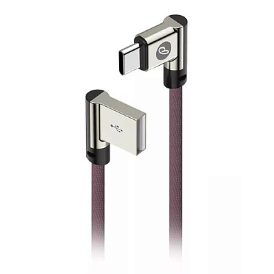 Кабель OLMIO USB 2.0 - Lightning, 1м, угловой, тканевая оплетка, цвет серый (38654)