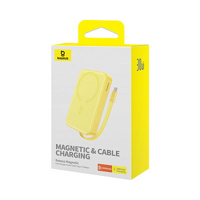 Портативный внешний аккумулятор Baseus Magnetic Mini, 10000mAh 30W - Lemon Yellow (P1002210BY23-00)