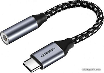 Аудиокабель UGREEN AV142 USB Type C to 3.5mm Female Cable, 10cm, Gray, 30632 (30632)
