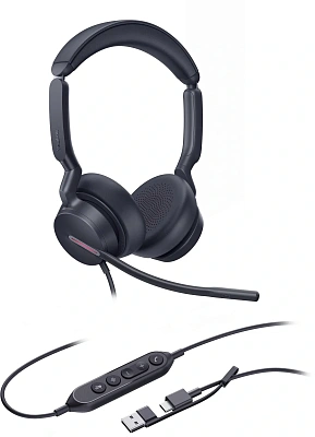 Проводные наушники Yealink UH46 Dual UC черный (UH46 Dual UC USB-C/A)