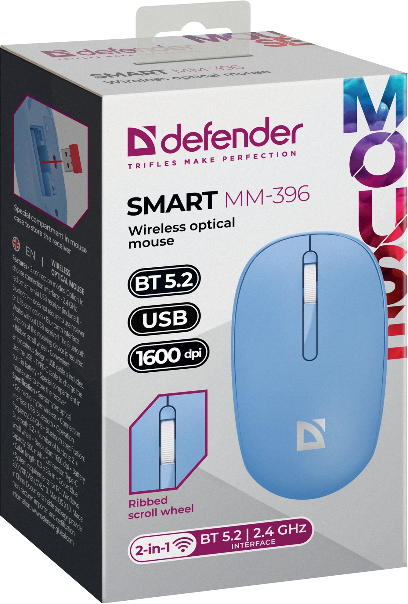 Мышь Defender Smart MM-396, Blue (52397)