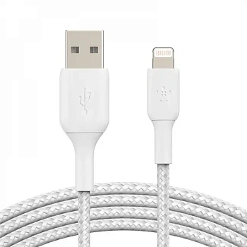 Кабель интерфейсный Belkin BRAIDED white (1m) (CAA002BT1MWH)