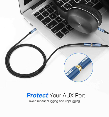 Кабель Audio(m) 3.5mm - Audio(f) 3.5mm, 2m. AV118 UGREEN (40675)