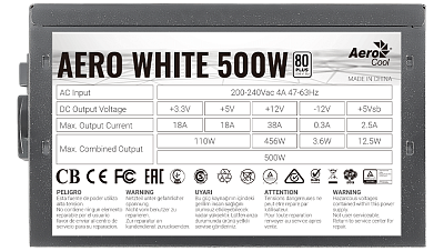 Блок питания AeroCool Aero White ATX 500W  (500W AEROCOOL AERO WHITE)