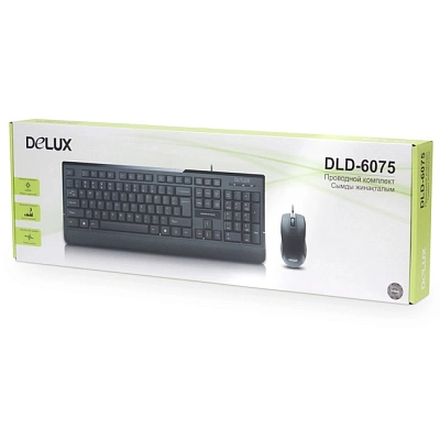 Клавиатура Delux DLD-6075, Black, + мышь (DLD-6075)