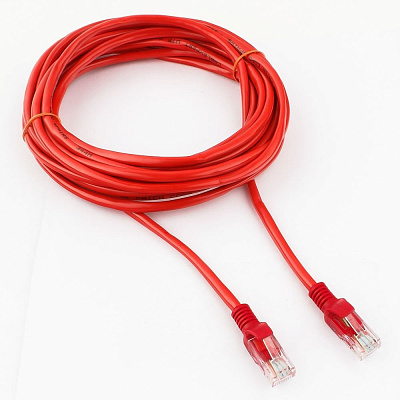 Патч-корд UTP Cablexpert PP12-5M/R кат.5e, 5м, литой, многожильный (красный) (PP12-5M/R)