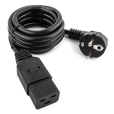 Кабель питания Cablexpert PC-186-C19, 1.8м, Schuko-С19, 16А, черный, с заземлением (PC-186-C19)