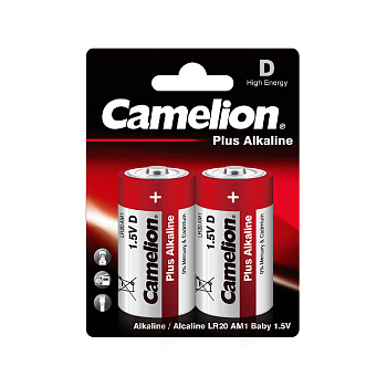 Батарейка CAMELION Plus Alkaline LR20-BP2 2 шт. в блистере (LR20-BP2)