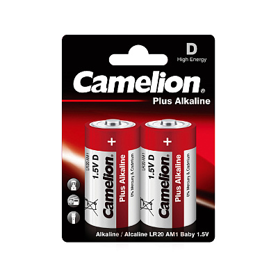 Батарейка CAMELION Plus Alkaline LR20-BP2 2 шт. в блистере (LR20-BP2)