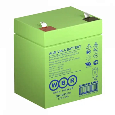 Батарея для UPS 12V,  5.5Ah, WBR GP1255 F2, 90x70x102mm (GP1255 F2)