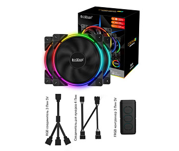 Вентилятор для корпуса PCCooler CORONA 3-IN-1 FRGB KIT 3x(120x120x25mm) 1000-2000 ± 10% RPM 68 CFM Black (CORONA FRGB 3-IN-1 KIT)