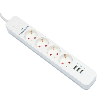 Сетевой фильтр Гарнизон, 2м, 4розетки, 3xUSB, white (EPS-4-U3-W-2) Сетевой фильтр Гарнизон, 2м, 4розетки, 3xUSB, white (EPS-4-U3-W-2)