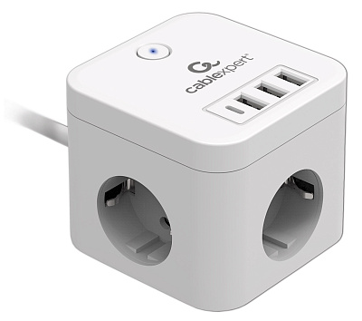 Сетевой фильтр Cablexpert Cube, CUBE-4-CU3-W белый (CUBE-4-CU3-W)