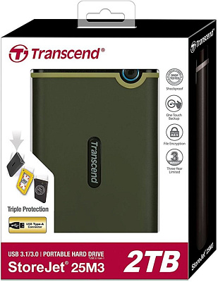 Внешний жесткий диск 2,5 2TB Transcend TS2TSJ25M3G (TS2TSJ25M3G)