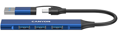 USB-хаб Canyon OnHub 02 4in1 USB-A/C Blue (CNS-TDS02BL)