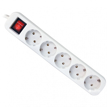 Удлинитель DEFENDER с заземлением и выключателем S518, 1.8 м, 5 розеток (99241) Удлинитель DEFENDER с заземлением и выключателем S518, 1.8 м, 5 розеток (99241)