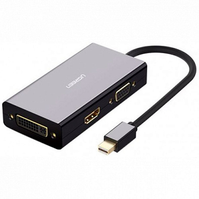 Конвертер Ugreen MD114 Mini DP To HDMI/ VGA/ DVI(24+1) Converter Black, 20418 (20418)